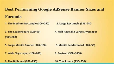 10 Highest Performing Google AdSense Banner Sizes & Formats.
